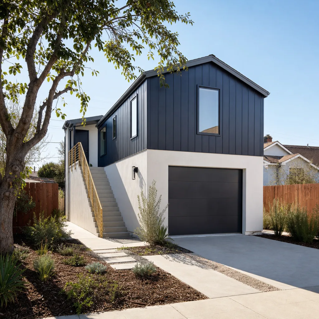 A new two-story ADU over a garage